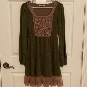 Altar’d State brown dress with lace detail